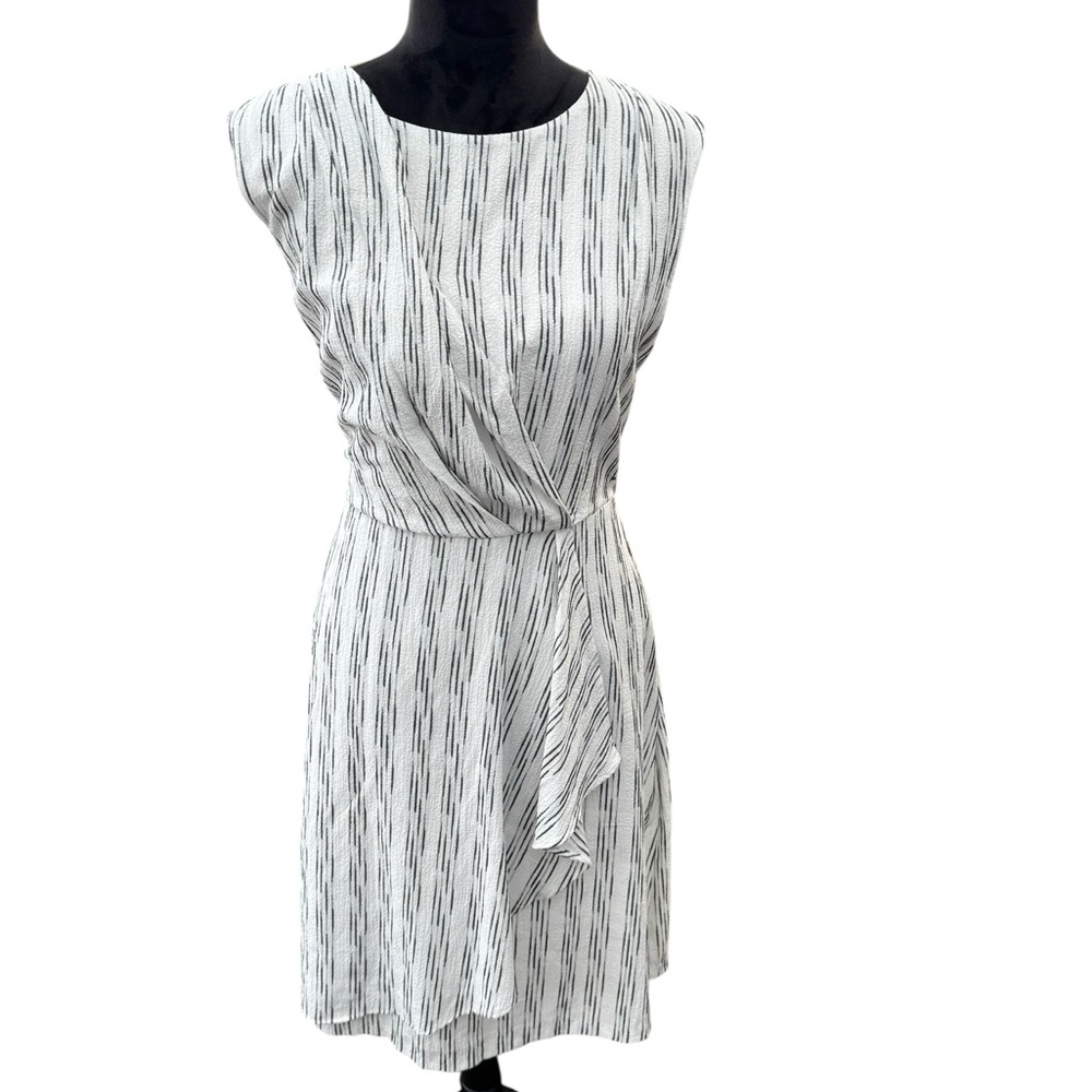 Calvin Klein White Dress with Black Pinstripes Boho Cottage Core